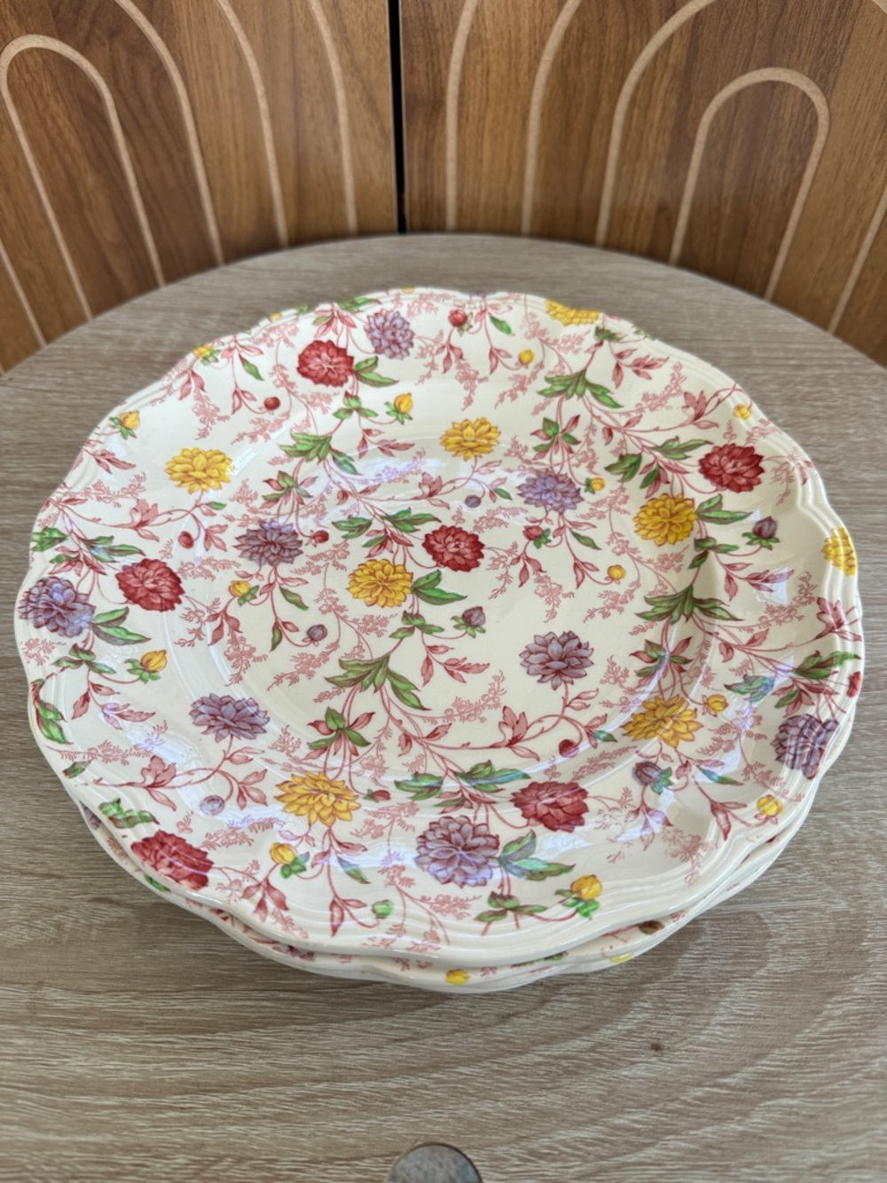 Vintage‎ Copeland Spode Bachelor’s Button Floral Ceramic Dinner Plates set of 4